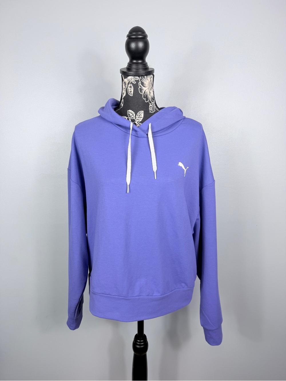 Puma purple cropped lightweight modern sport long sleeve hoodie size large